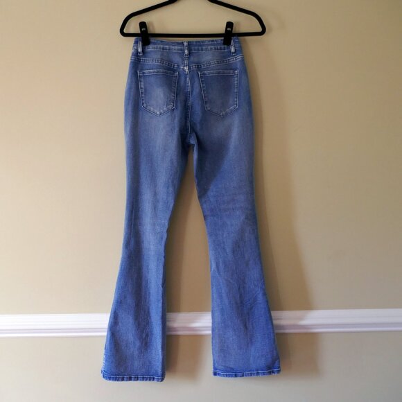 Koinshha Womens High Waisted Jeans Flare Stretch Boyfriend Bootcut Casual Denim - Picture 2 of 3